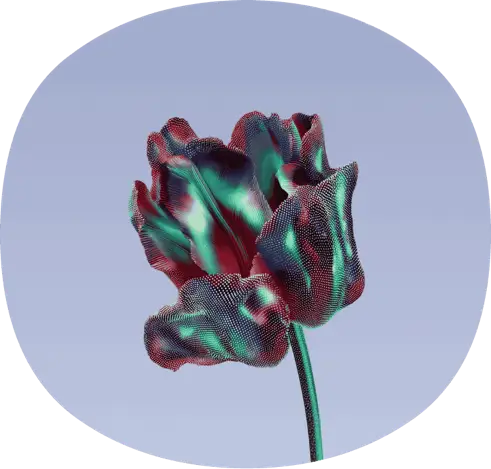 Rote Tulpe mit grünen Mustern