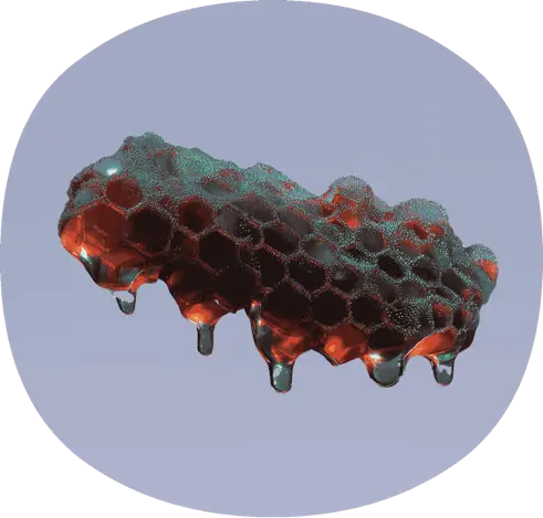 Schmelzendes Honigwabenmuster in blauer Kreisform